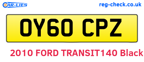 OY60CPZ are the vehicle registration plates.