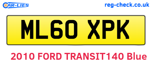 ML60XPK are the vehicle registration plates.