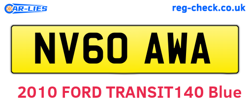 NV60AWA are the vehicle registration plates.