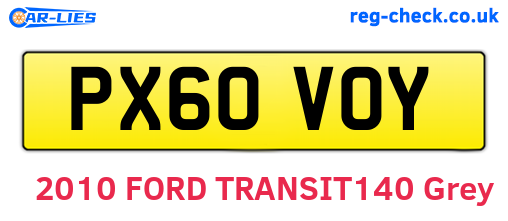 PX60VOY are the vehicle registration plates.