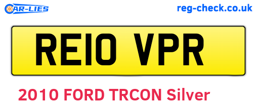 RE10VPR are the vehicle registration plates.