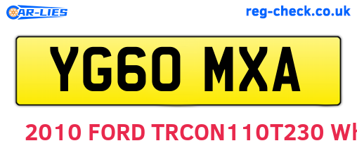 YG60MXA are the vehicle registration plates.