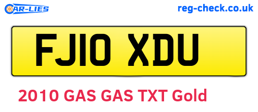 FJ10XDU are the vehicle registration plates.