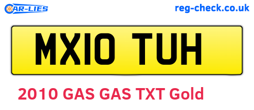 MX10TUH are the vehicle registration plates.
