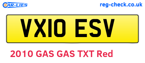 VX10ESV are the vehicle registration plates.
