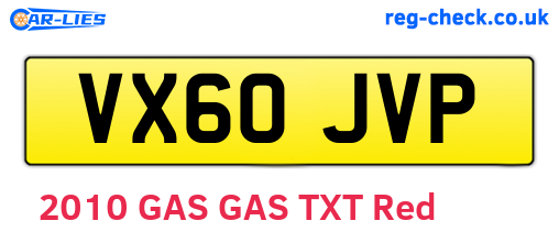 VX60JVP are the vehicle registration plates.