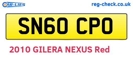 SN60CPO are the vehicle registration plates.