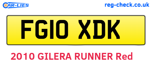 FG10XDK are the vehicle registration plates.