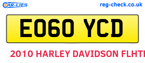 EO60YCD are the vehicle registration plates.