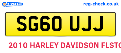 SG60UJJ are the vehicle registration plates.