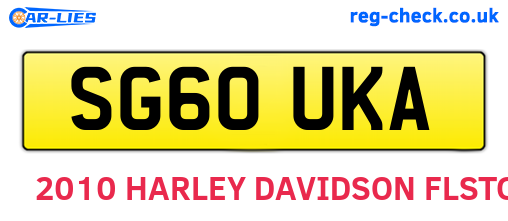 SG60UKA are the vehicle registration plates.
