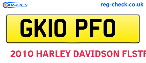 GK10PFO are the vehicle registration plates.