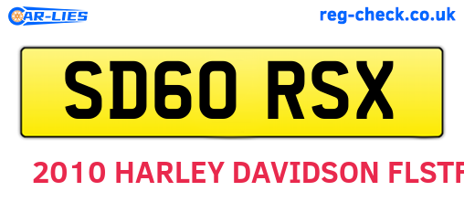 SD60RSX are the vehicle registration plates.