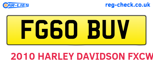 FG60BUV are the vehicle registration plates.