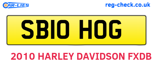 SB10HOG are the vehicle registration plates.