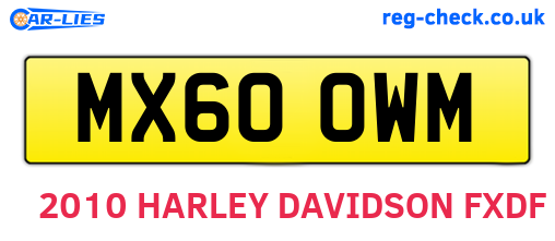 MX60OWM are the vehicle registration plates.
