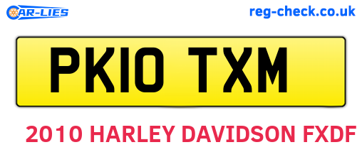 PK10TXM are the vehicle registration plates.