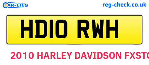 HD10RWH are the vehicle registration plates.