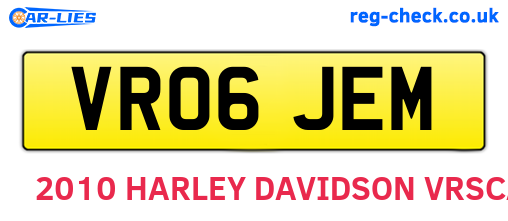VR06JEM are the vehicle registration plates.