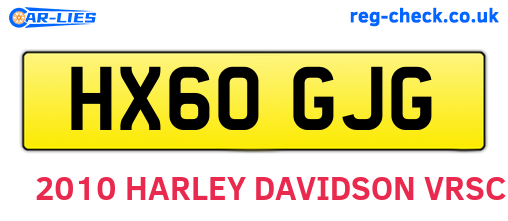HX60GJG are the vehicle registration plates.