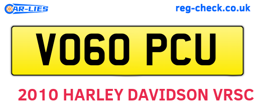 VO60PCU are the vehicle registration plates.