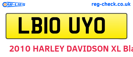 LB10UYO are the vehicle registration plates.