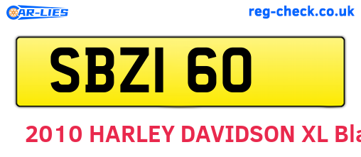 SBZ160 are the vehicle registration plates.
