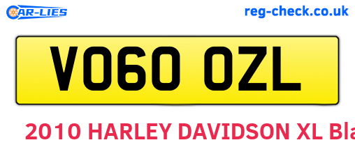 VO60OZL are the vehicle registration plates.