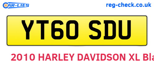 YT60SDU are the vehicle registration plates.