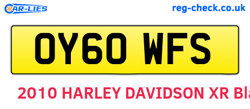 OY60WFS are the vehicle registration plates.