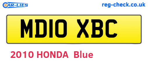 MD10XBC are the vehicle registration plates.