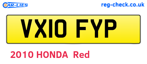 VX10FYP are the vehicle registration plates.