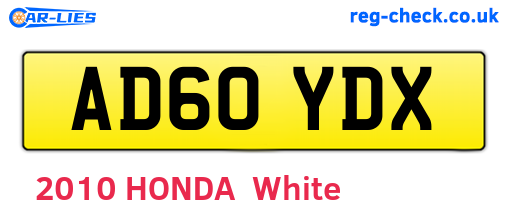 AD60YDX are the vehicle registration plates.