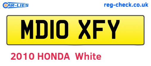 MD10XFY are the vehicle registration plates.