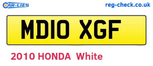 MD10XGF are the vehicle registration plates.