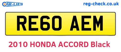 RE60AEM are the vehicle registration plates.