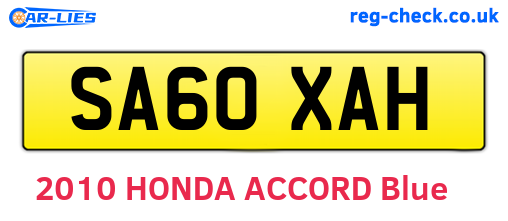 SA60XAH are the vehicle registration plates.