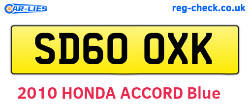 SD60OXK are the vehicle registration plates.