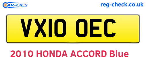 VX10OEC are the vehicle registration plates.