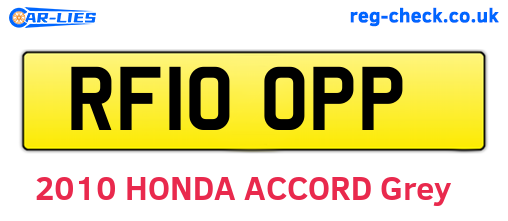 RF10OPP are the vehicle registration plates.