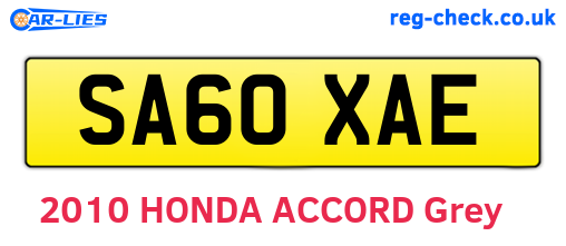 SA60XAE are the vehicle registration plates.