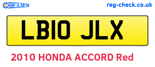 LB10JLX are the vehicle registration plates.