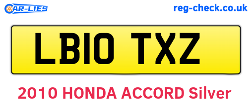 LB10TXZ are the vehicle registration plates.