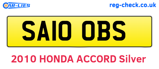 SA10OBS are the vehicle registration plates.