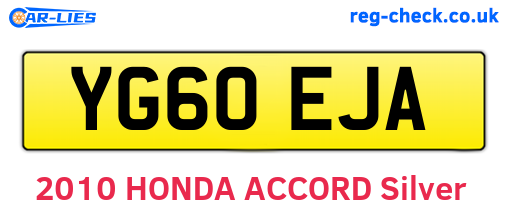 YG60EJA are the vehicle registration plates.