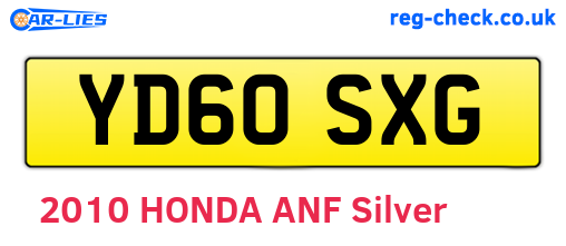 YD60SXG are the vehicle registration plates.