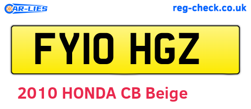 FY10HGZ are the vehicle registration plates.