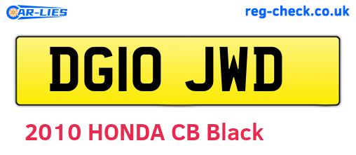 DG10JWD are the vehicle registration plates.