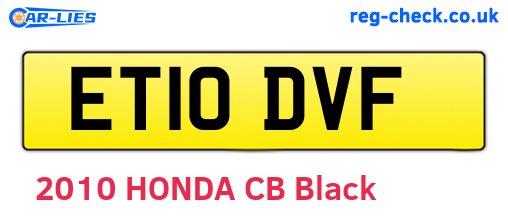 ET10DVF are the vehicle registration plates.
