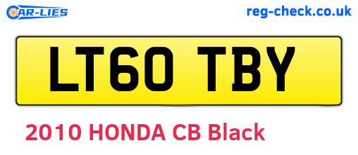 LT60TBY are the vehicle registration plates.